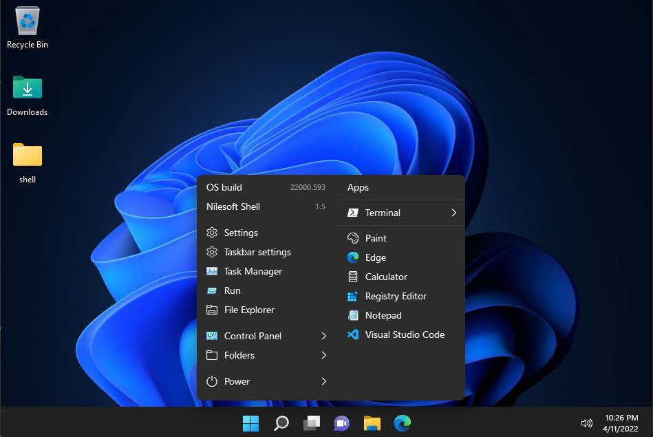 Windows 11 Taskbar menu